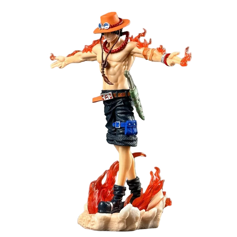 28cm Portgas D. Ace GK Figure – One Piece Anime Action Model with LED Base & Flame Effects