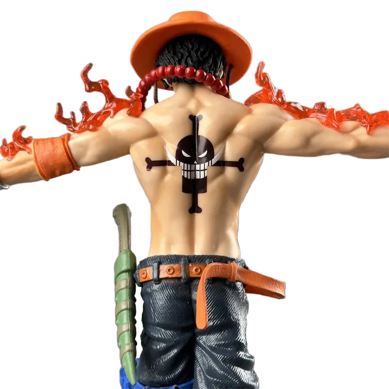 28cm Portgas D. Ace GK Figure – One Piece Anime Action Model with LED Base & Flame Effects