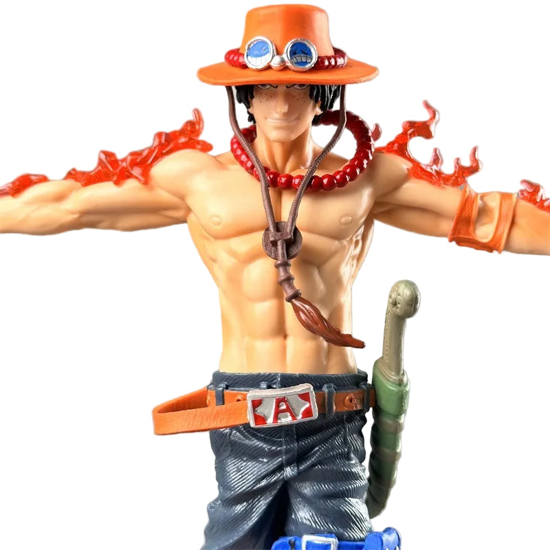 28cm Portgas D. Ace GK Figure – One Piece Anime Action Model with LED Base & Flame Effects