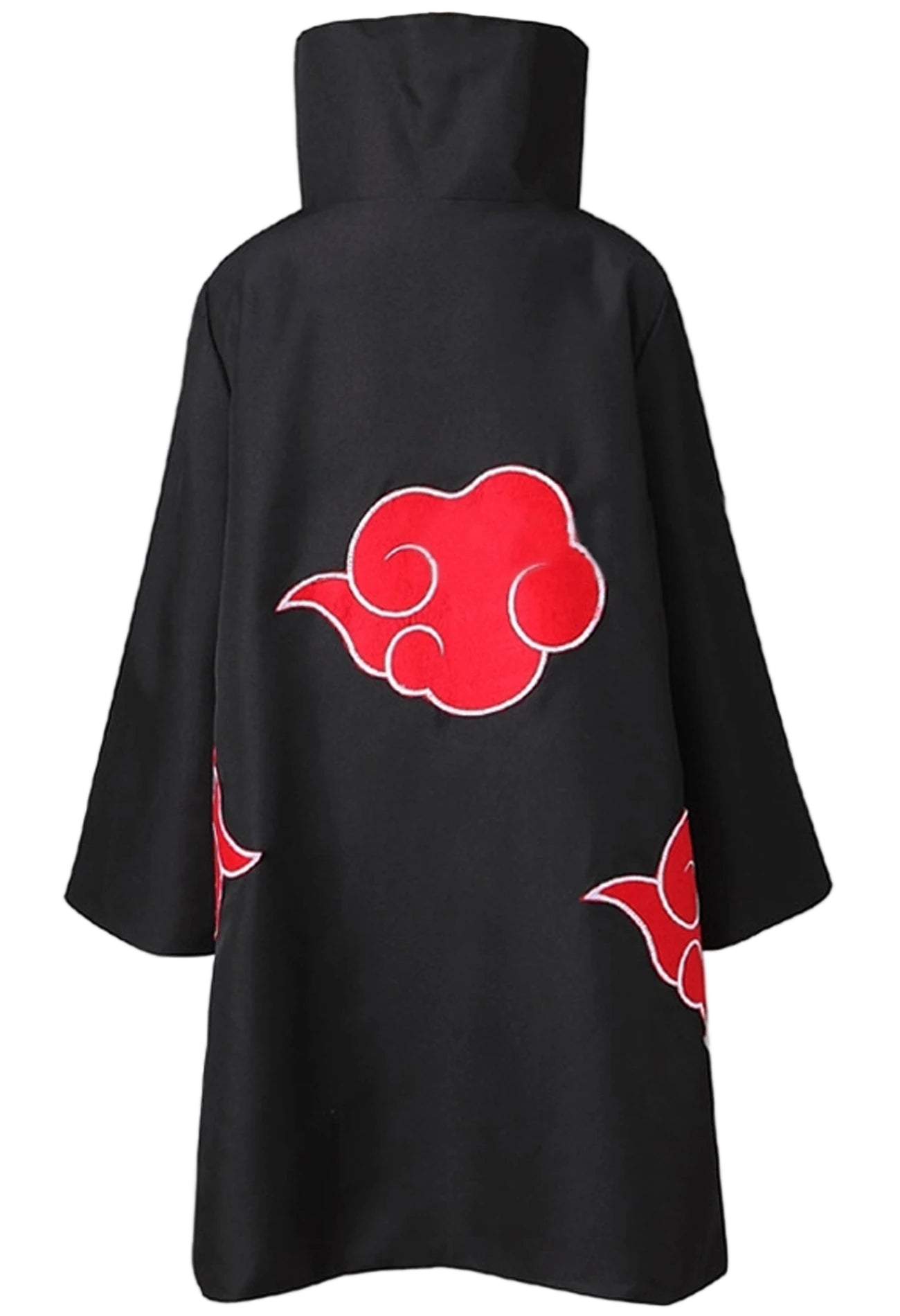 Official Akatsuki Uchiha Itachi Cosplay Cloak – Unisex Black Robe with Red Clouds & Accessories
