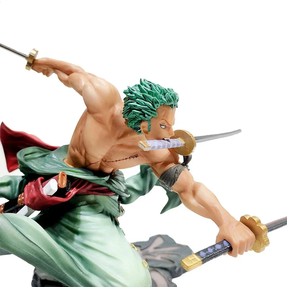 One Piece Roronoa Zoro 3-Sword Action Figure | Bandai Official Anime Statue - Maarufu