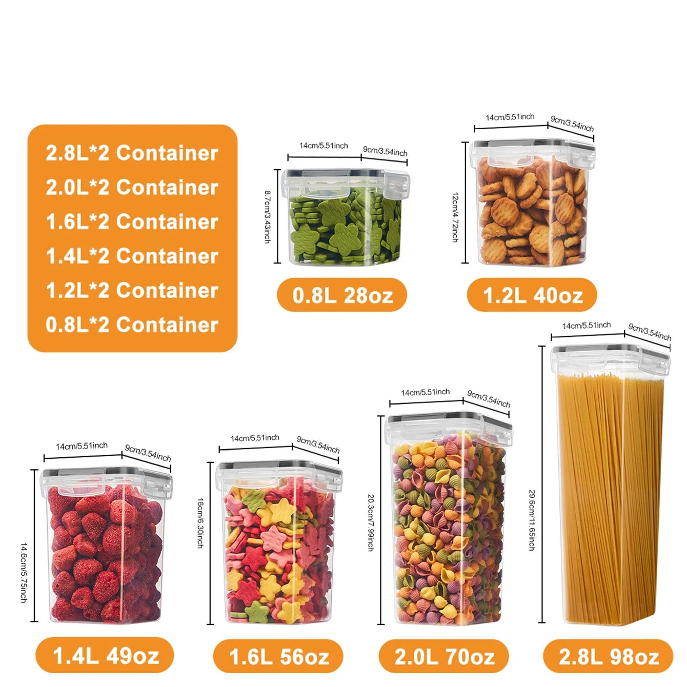 24pc Sealed Food Storage Containers with Lids – Airtight Kitchen Organizers for Grains, Rice, Pasta, Tea & Nuts