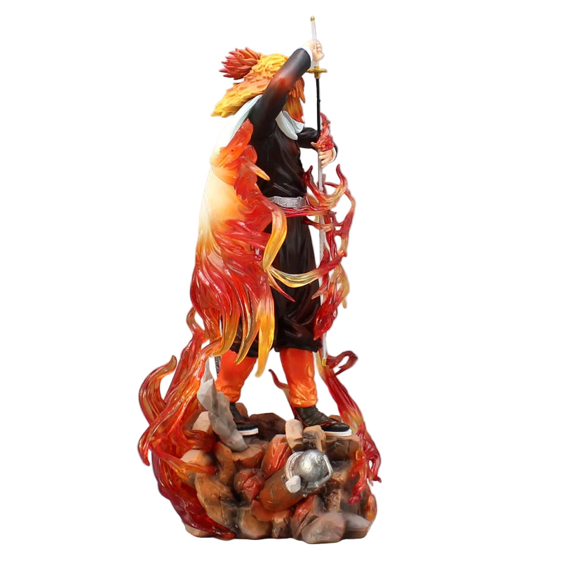 30cm Demon Slayer Rengoku Kyoujurou Figure – Flame Hashira PVC Statue with Fiery Base & Sword
