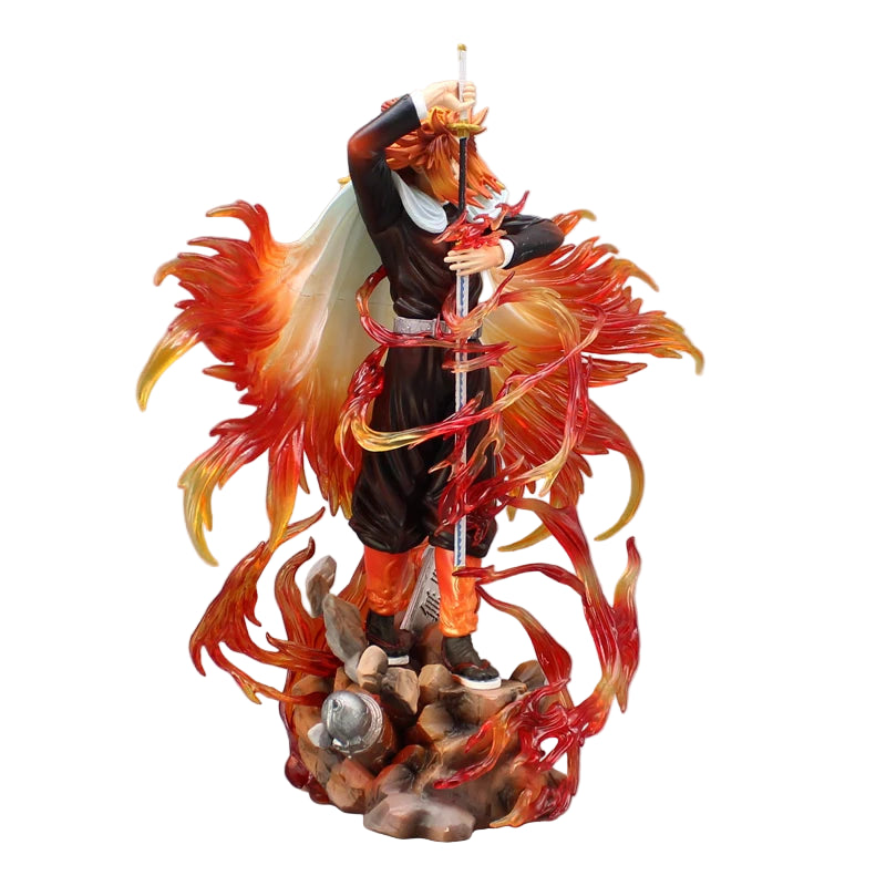 30cm Demon Slayer Rengoku Kyoujurou Figure – Flame Hashira PVC Statue with Fiery Base & Sword