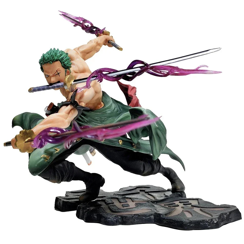 One Piece Roronoa Zoro 3-Sword Action Figure | Bandai Official Anime Statue - Maarufu