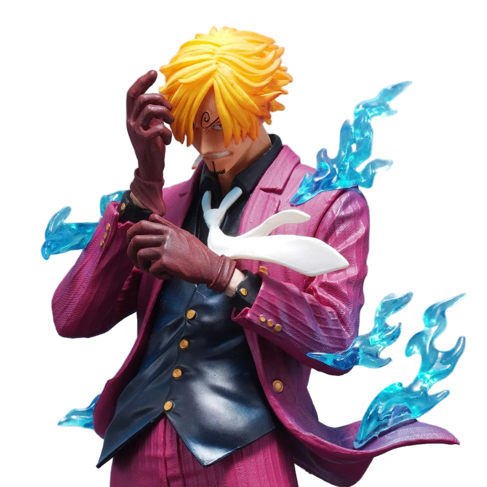 Action figure with blonde hair and pink jacket against a gray background
