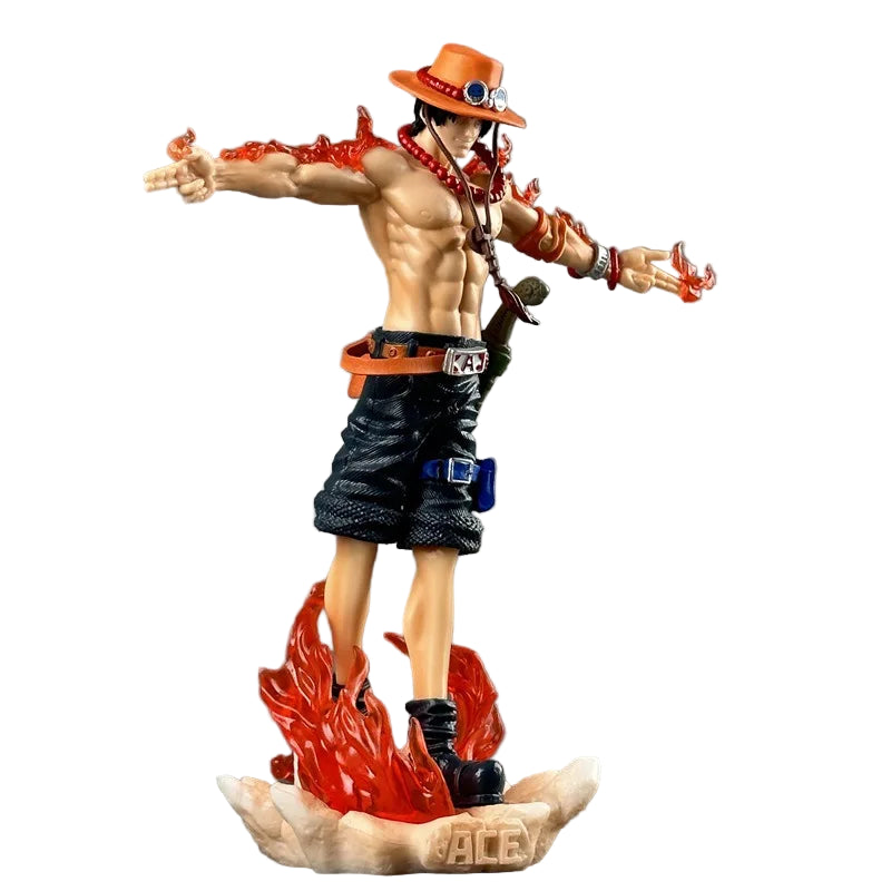 28cm Portgas D. Ace GK Figure – One Piece Anime Action Model with LED Base & Flame Effects