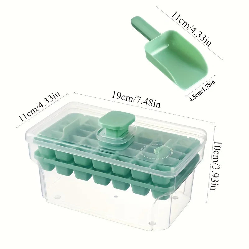 Ice Cube Tray with Lid & Bin - Make 68 Ice Cubes, Easy Press Release, Freezer Storage Organizer