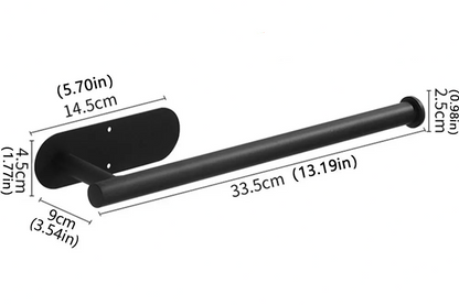 Black metal bracket with dimensions labeled on a white background