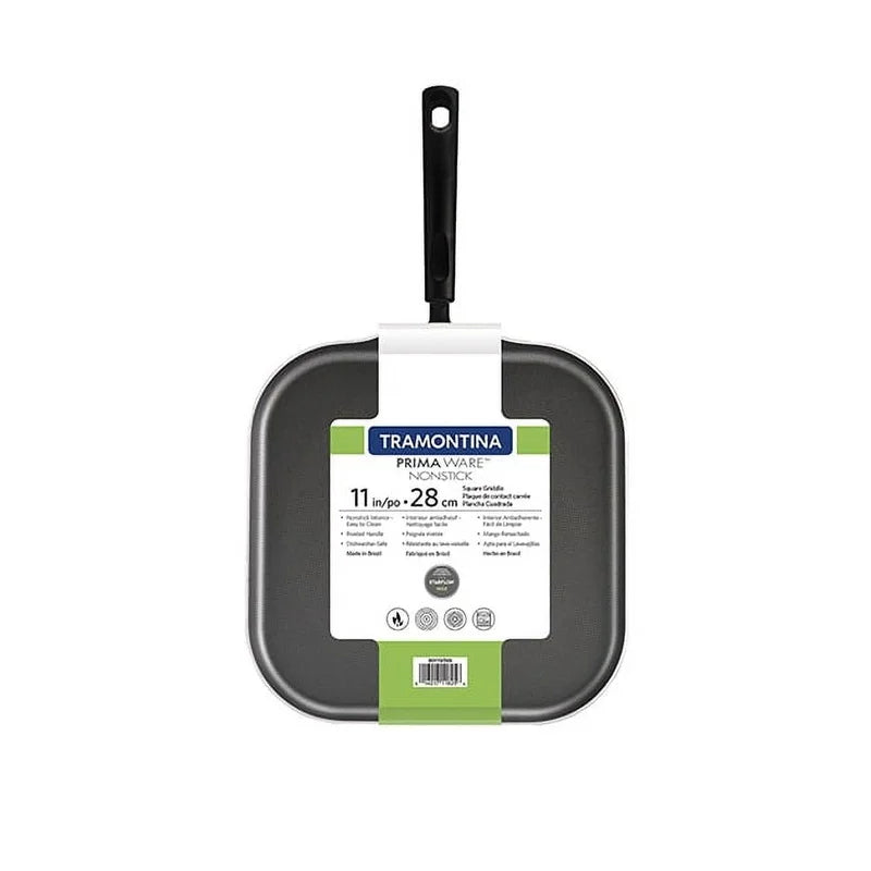 Tramontina frying pan with a label on a white background
