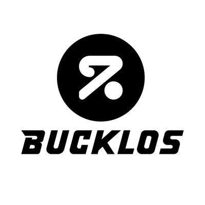 Black logo with a stylized number '7' and the word 'Bucklos' on a white background
