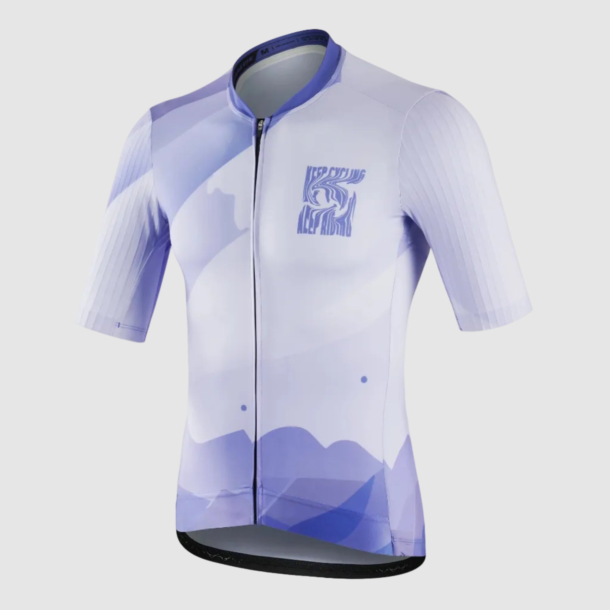 Cycling jersey with blue and white design on a white background, featuring the Darevie brand.