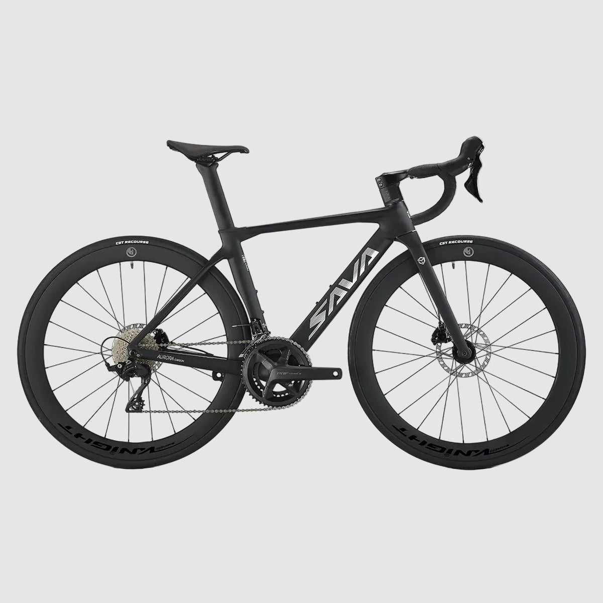 Black bicycle with 'Savio' branding on a white background