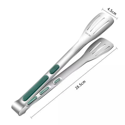 Food Tongs – Non-Slip BBQ, Salad & Serving Tongs (3 Sizes) | Silver & Green Handle