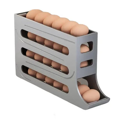 4-Layer Automatic Rolling Egg Holder – Refrigerator Egg Storage Box Dispenser, Holds 30 Eggs, Space-Saving Fridge Organizer