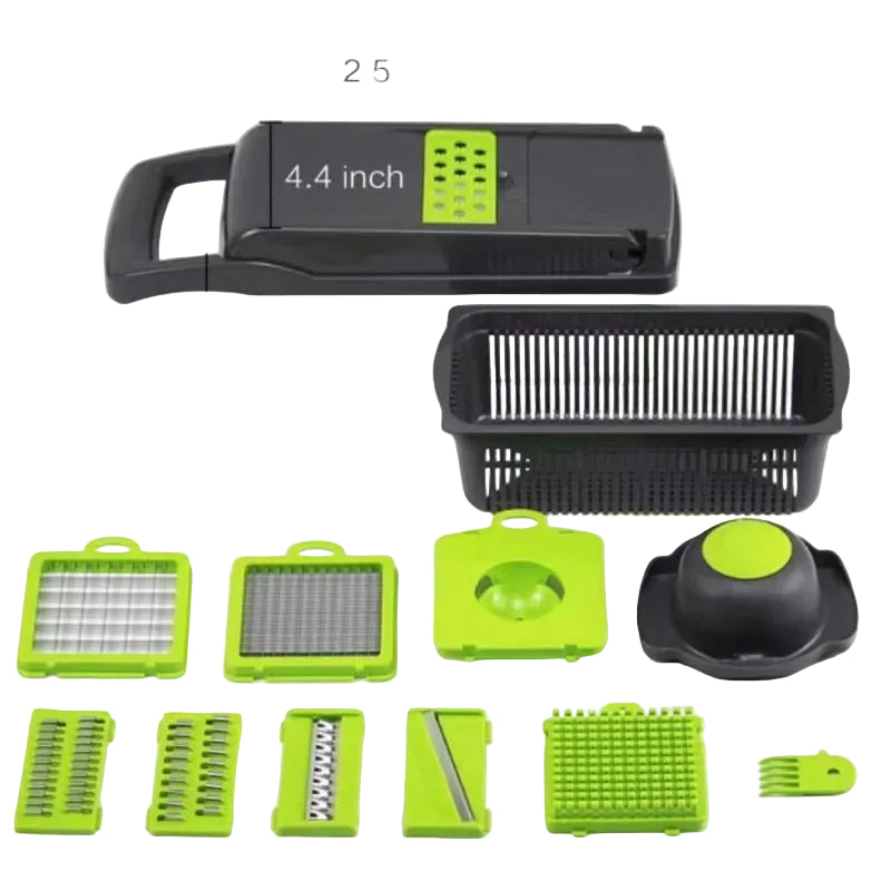 6-in-1 Vegetable Chopper - Kitchen Mandoline Slicer for Dicing, Julienne & Grating, Safe Food Prep with Container