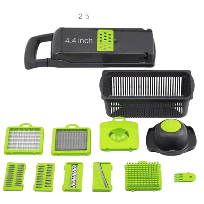 6-in-1 Vegetable Chopper - Kitchen Mandoline Slicer for Dicing, Julienne & Grating, Safe Food Prep with Container