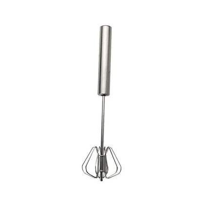 Semi-Automatic Rotary Whisk with Beechwood Handle – Stainless Steel Hand Mixer for Cream, Eggs & More