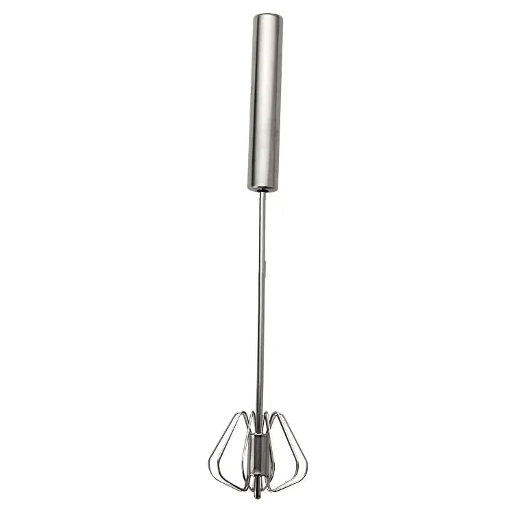 Semi-Automatic Rotary Whisk with Beechwood Handle – Stainless Steel Hand Mixer for Cream, Eggs & More
