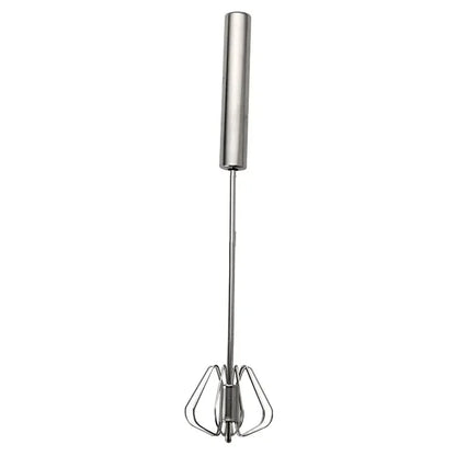 Semi-Automatic Rotary Whisk with Beechwood Handle – Stainless Steel Hand Mixer for Cream, Eggs & More