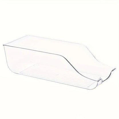 Clear plastic tray on a white background