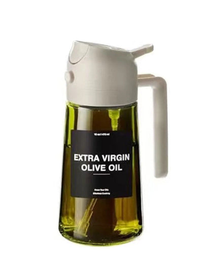 2-in-1 Olive Oil Dispenser & Sprayer – 16oz Glass Oil Bottle with Spray & Pour Function, Dark Green