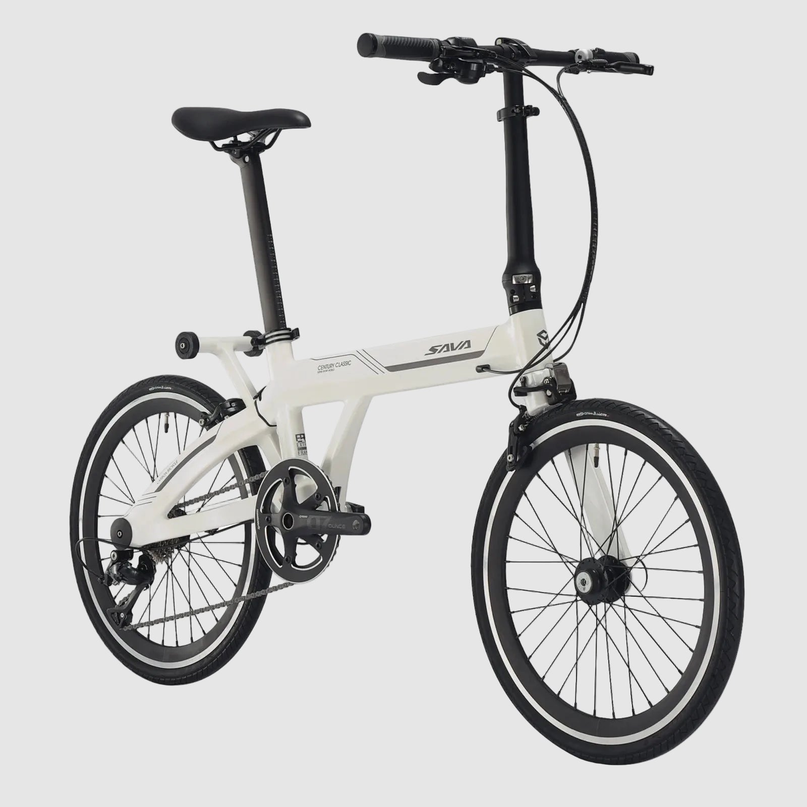White folding bicycle on a white background