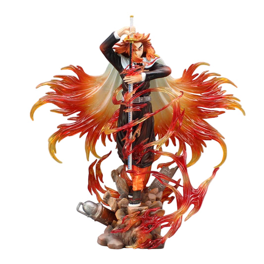 30cm Demon Slayer Rengoku Kyoujurou Figure – Flame Hashira PVC Statue with Fiery Base & Sword