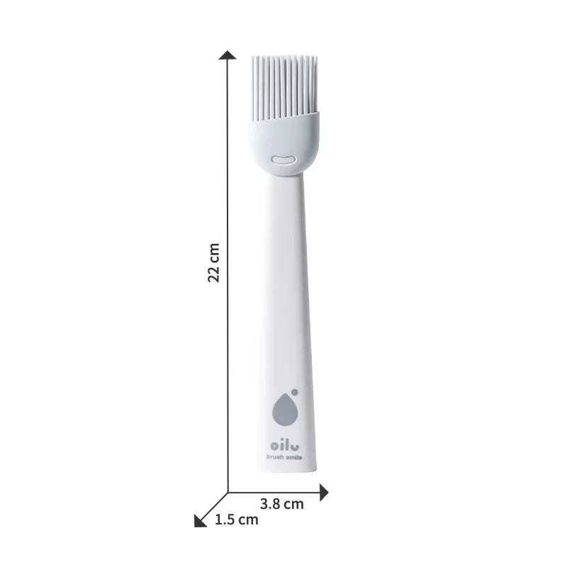 White silicone brush with measurements on a white background