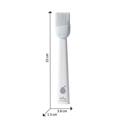 White silicone brush with measurements on a white background