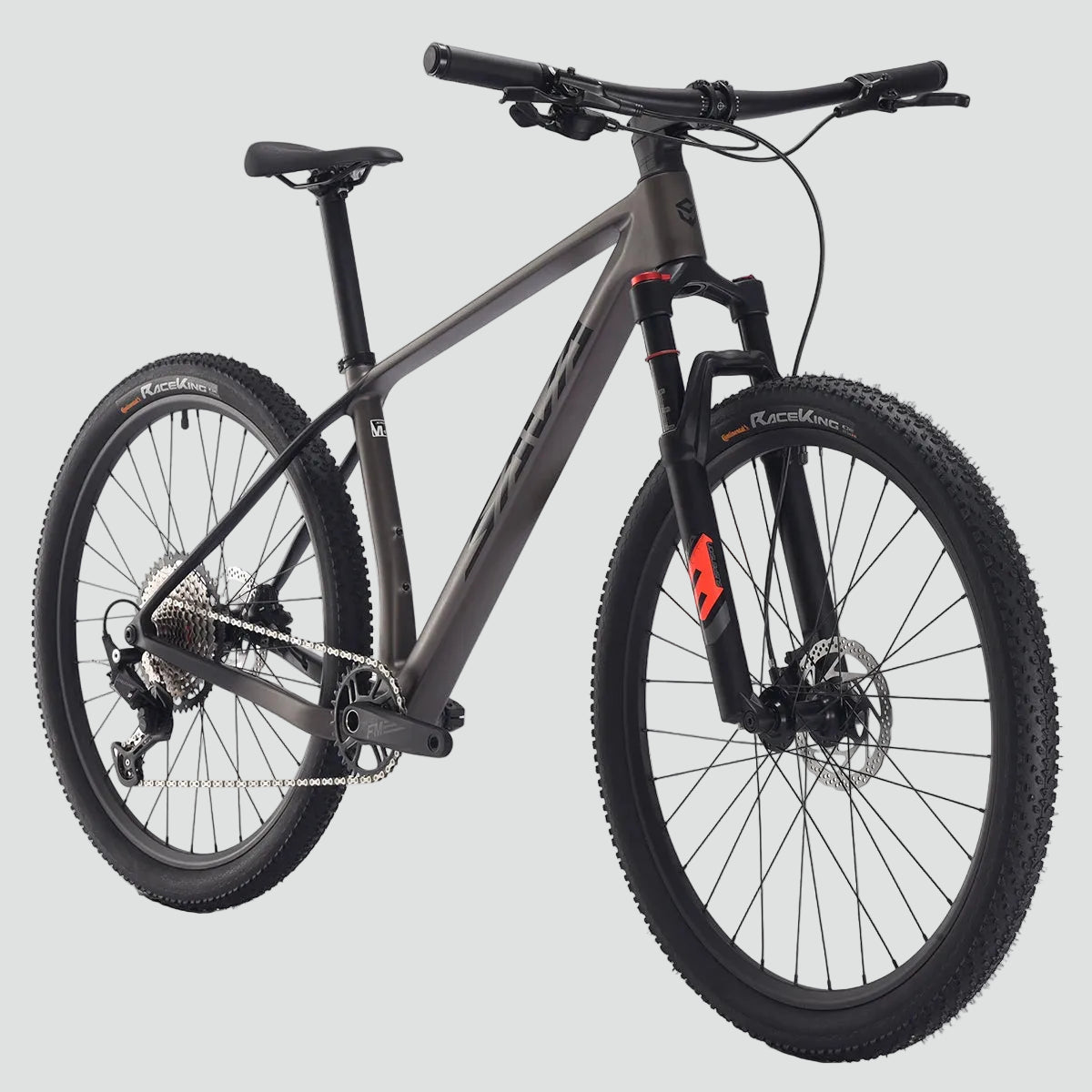 Gray mountain bike on a light gray background