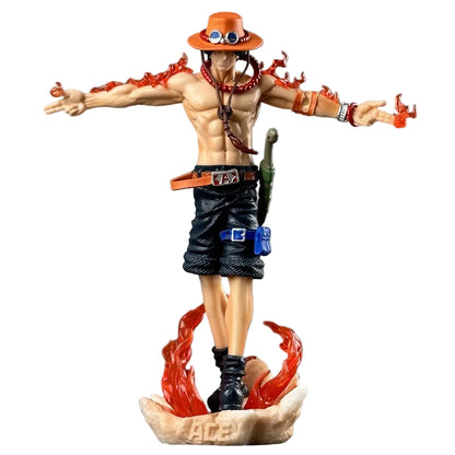 28cm Portgas D. Ace GK Figure – One Piece Anime Action Model with LED Base & Flame Effects