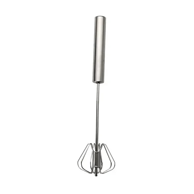 Semi-Automatic Rotary Whisk with Beechwood Handle – Stainless Steel Hand Mixer for Cream, Eggs & More