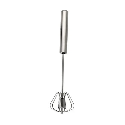 Semi-Automatic Rotary Whisk with Beechwood Handle – Stainless Steel Hand Mixer for Cream, Eggs & More