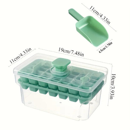 Ice Cube Tray with Lid & Bin - Make 68 Ice Cubes, Easy Press Release, Freezer Storage Organizer