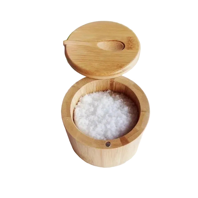 Bamboo Seasoning Jar Set with Magnetic Lid – Wooden Condiment Storage Box & Spoon | Khaki