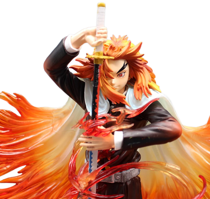 30cm Demon Slayer Rengoku Kyoujurou Figure – Flame Hashira PVC Statue with Fiery Base & Sword